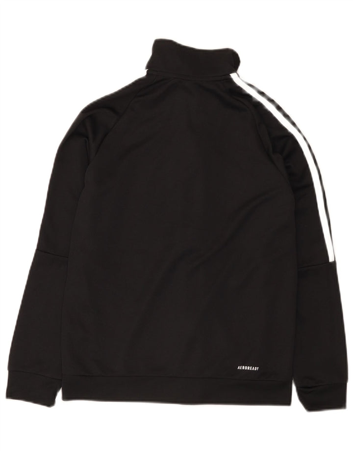 Adidas Boys Aeroready Tracksuit Top Jacket 11-12 Years Black Polyester