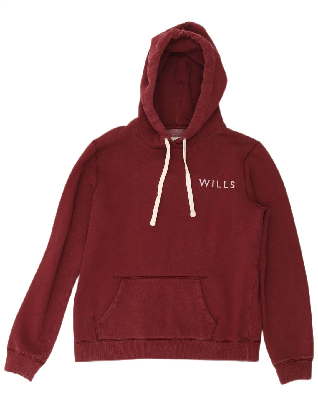 JACK WILLS Womens Graphic Hoodie Jumper UK 12 Medium Burgundy Cotton