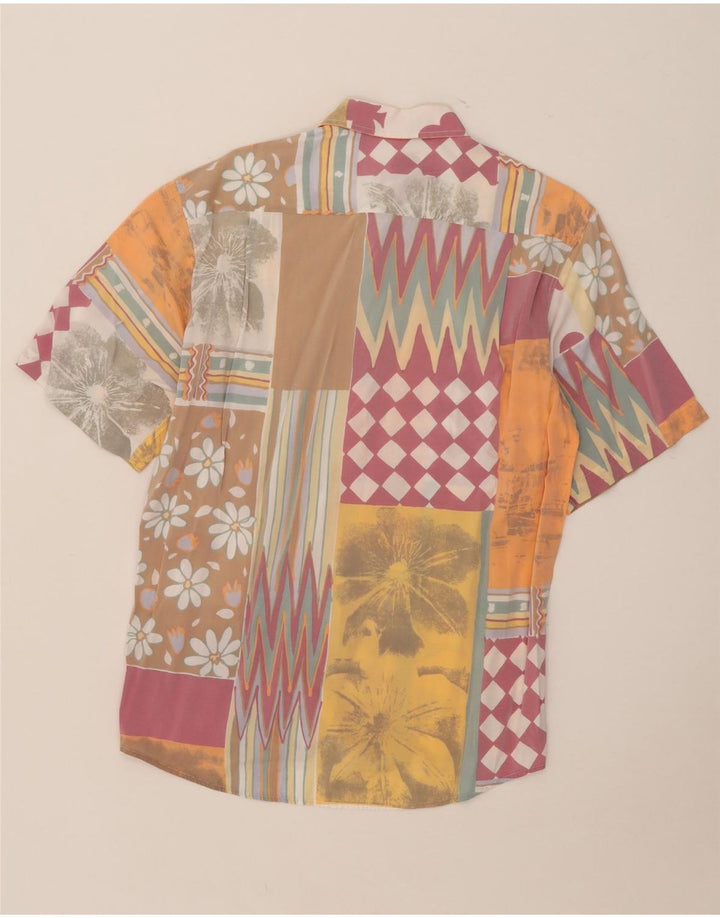Vintage Mens Short Sleeve Shirt Medium Multicoloured Patchwork