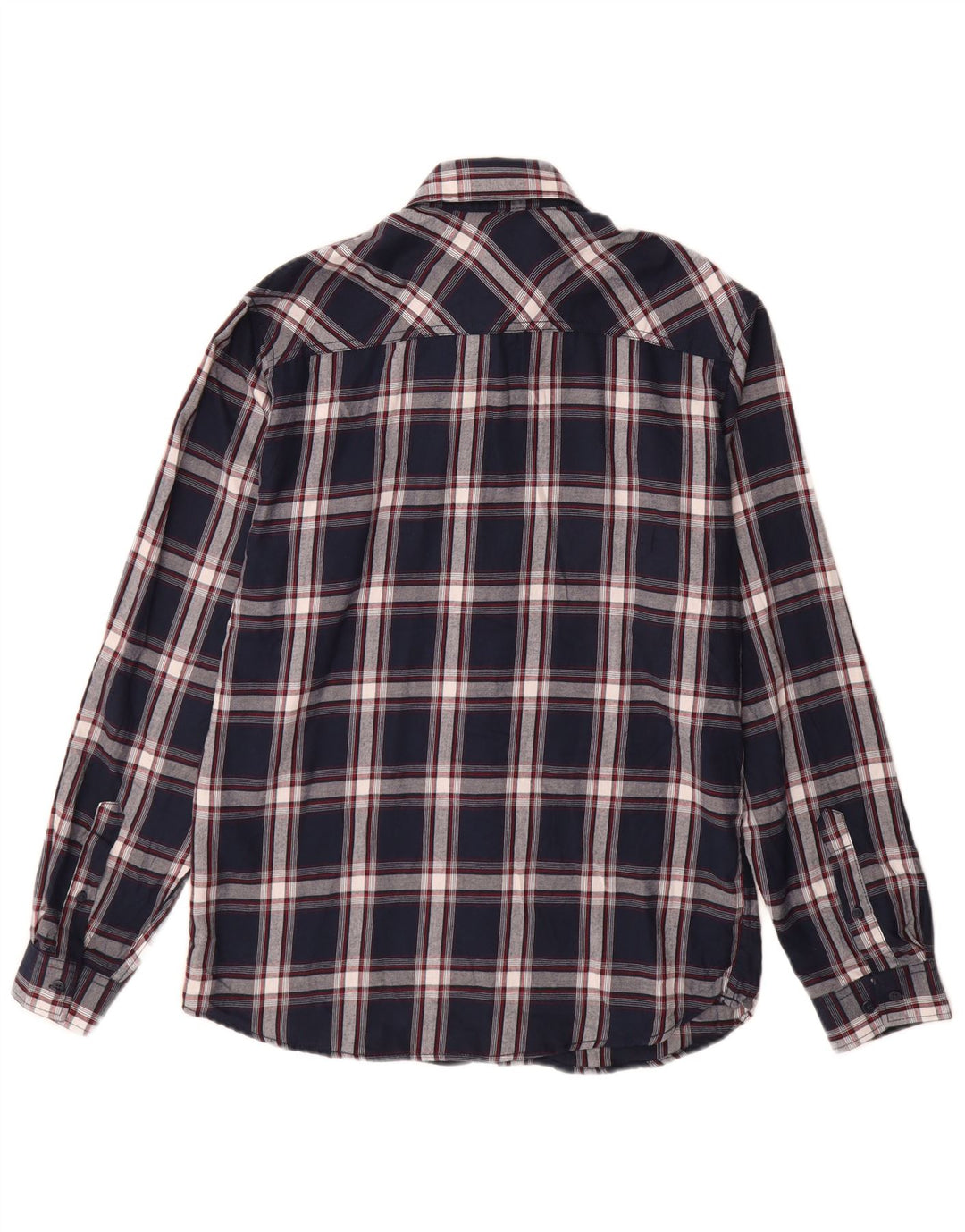 Jack & Jones Mens Flannel Shirt Medium Navy Blue Check Cotton