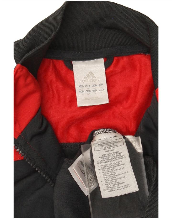 Adidas Boys Graphic Tracksuit Top Jacket 11-12 Years Black Colourblock
