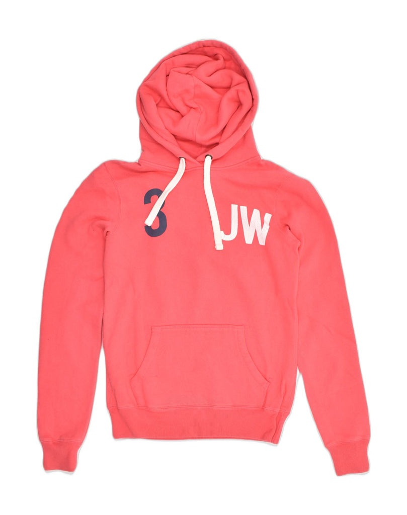 JACK WILLS Womens Graphic Hoodie Jumper UK 8 Small Pink Cotton | Vintage Jack Wills | Thrift | Second-Hand Jack Wills | Used Clothing | Messina Hembry 