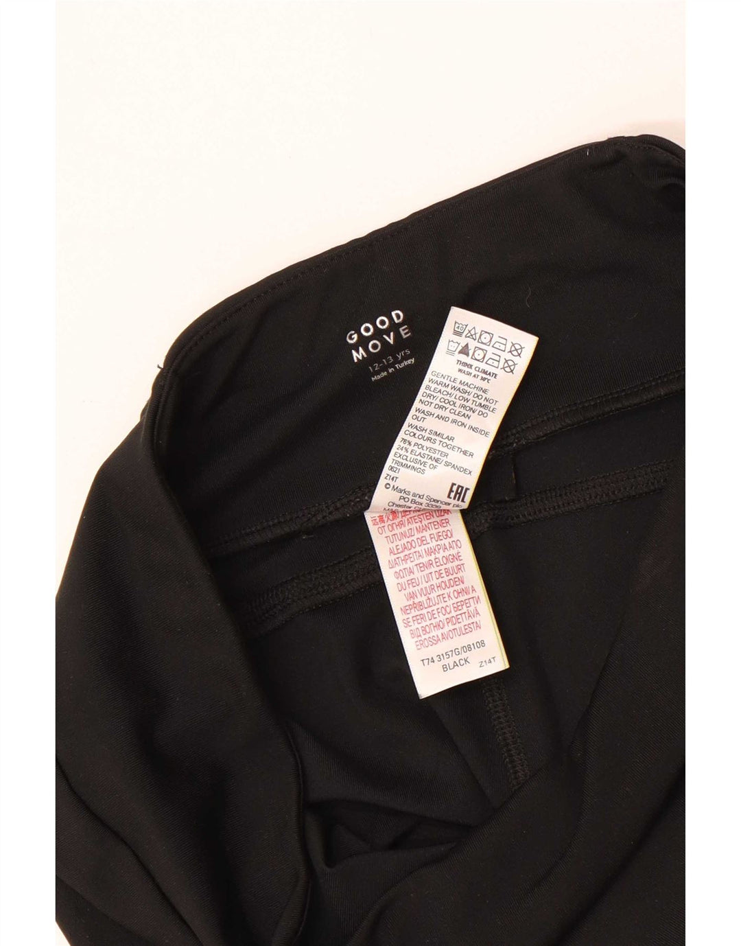 Marks & Spencer Girls Leggings 12-13 Years Black Polyester