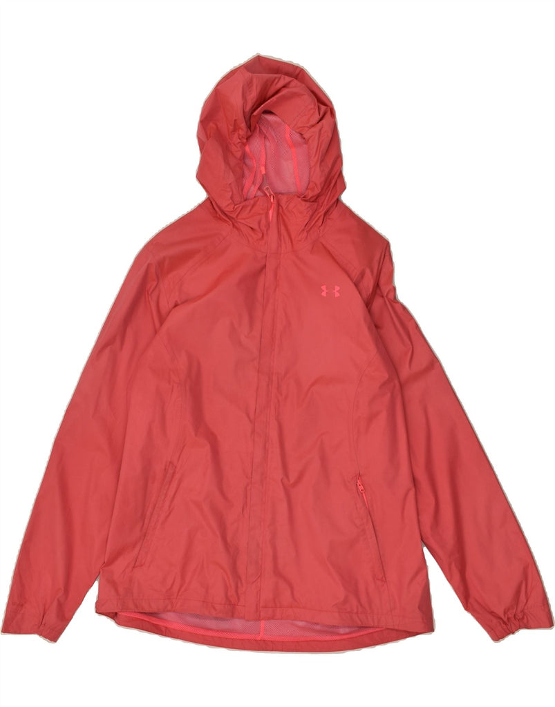 UNDER ARMOUR Womens Hooded Rain Jacket UK 16 Large Pink Polyester | Vintage Under Armour | Thrift | Second-Hand Under Armour | Used Clothing | Messina Hembry 