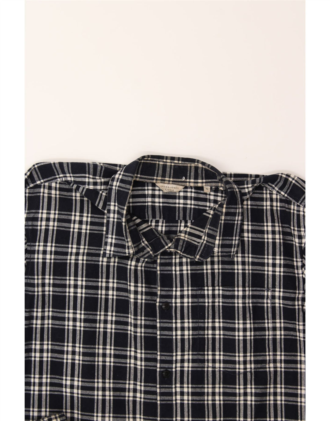 JACK & JONES Mens Core Regular Fit Flannel Shirt XL Black Check Cotton Vintage Jack & Jones and Second-Hand Jack & Jones from Messina Hembry 