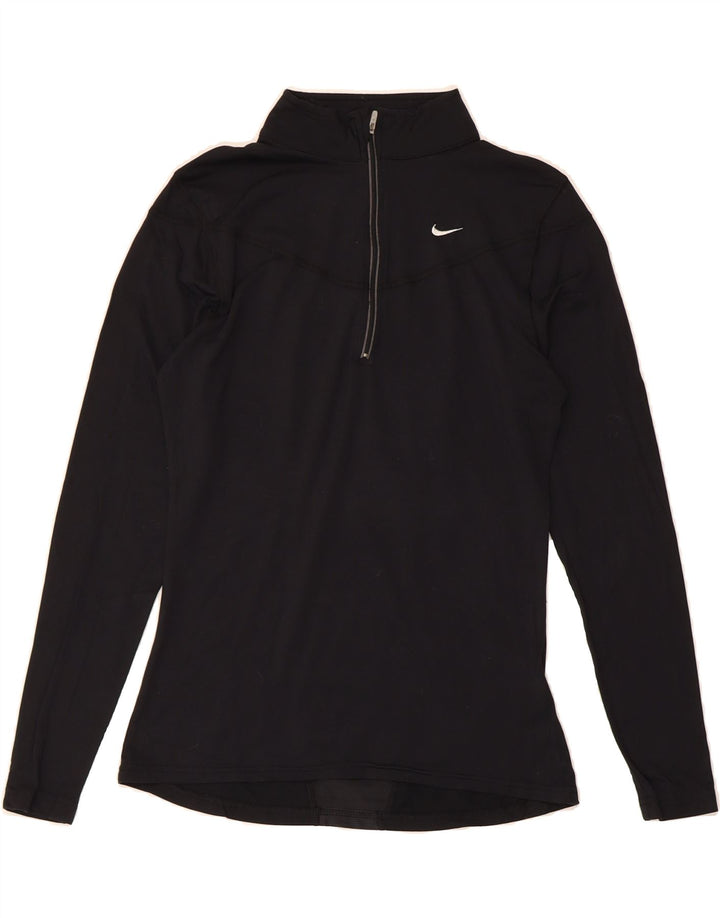 NIKE Womens Zip Neck Pullover Tracksuit Top US 8/10 Medium Black Polyester Vintage Nike and Second-Hand Nike from Messina Hembry 