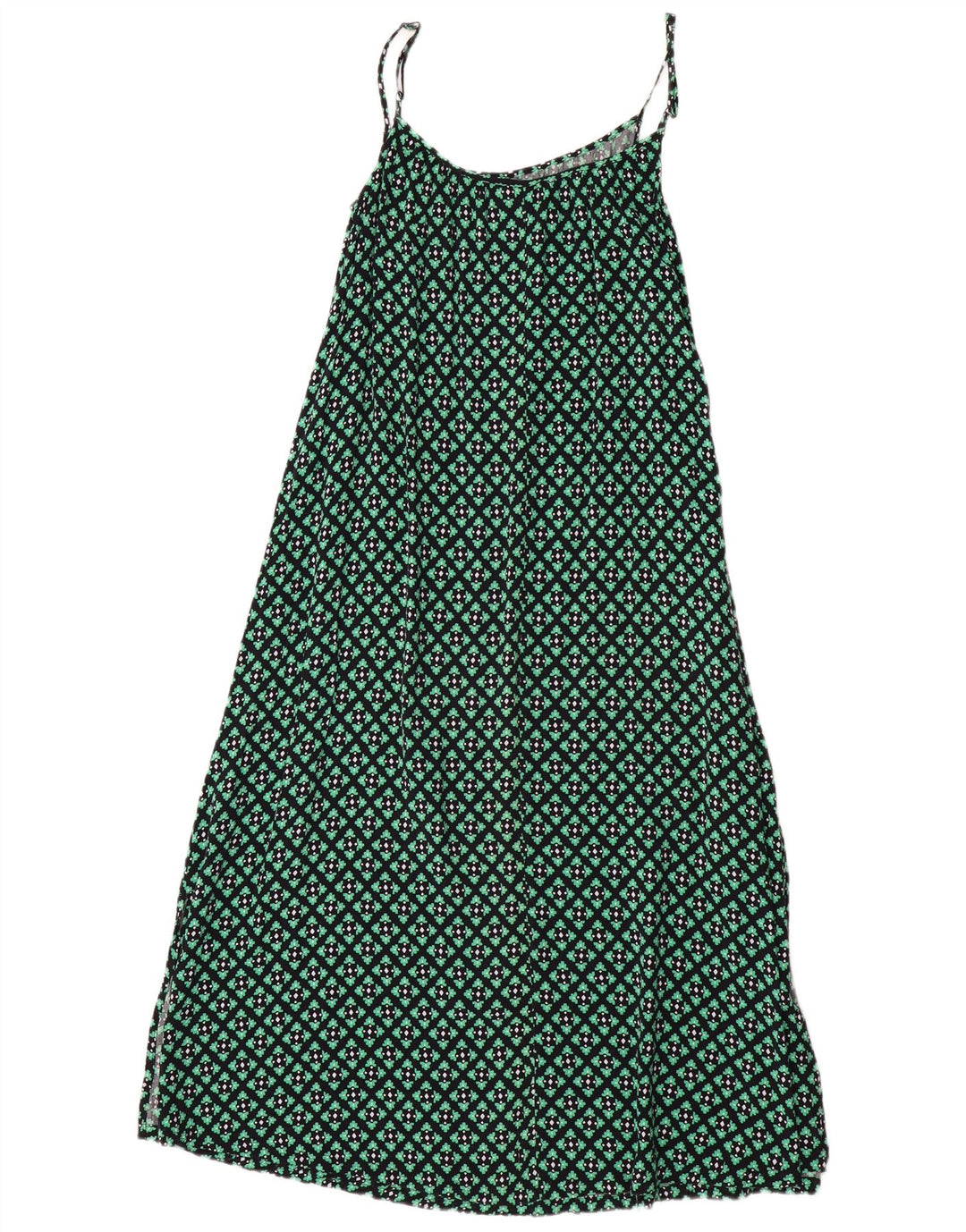 Marks & Spencer Womens Slip Dress UK 6 XS Green Check Viscose