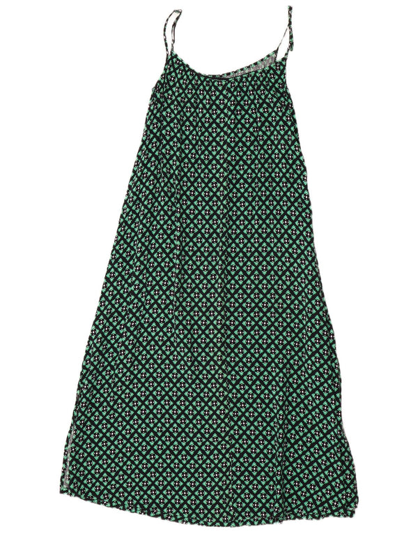 Marks & Spencer Womens Slip Dress UK 6 XS Green Check Viscose