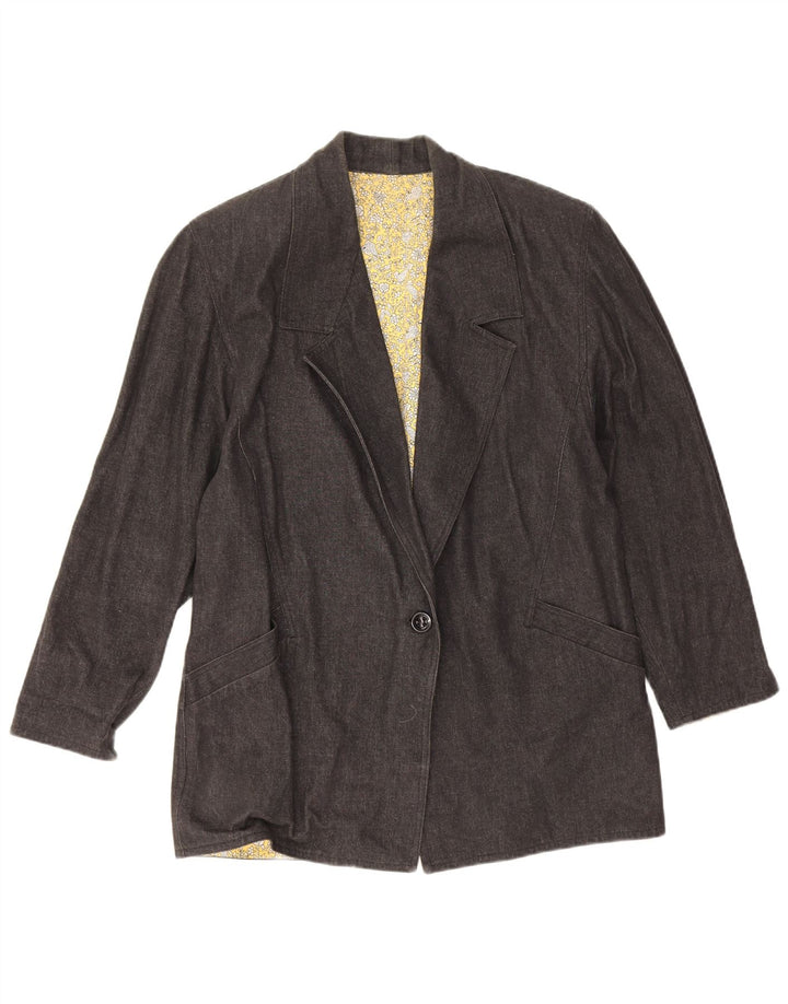 Vintage Womens 1 Button Blazer Jacket UK 16 Large Grey