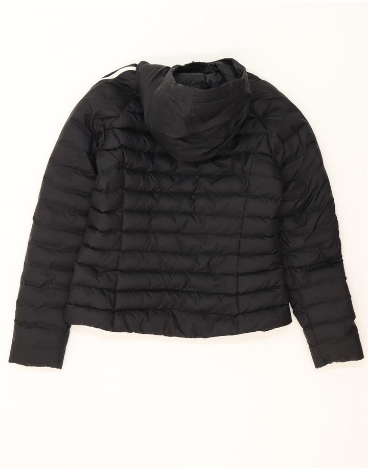 Adidas Womens Hooded Padded Jacket UK 14 Medium Black Polyester