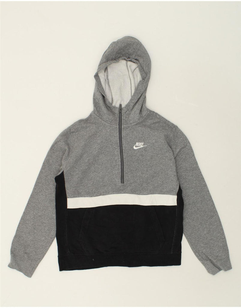 NIKE Boys Standard Fit Zip Neck Hoodie Jumper 13-14 Years XL Grey | Vintage Nike | Thrift | Second-Hand Nike | Used Clothing | Messina Hembry 