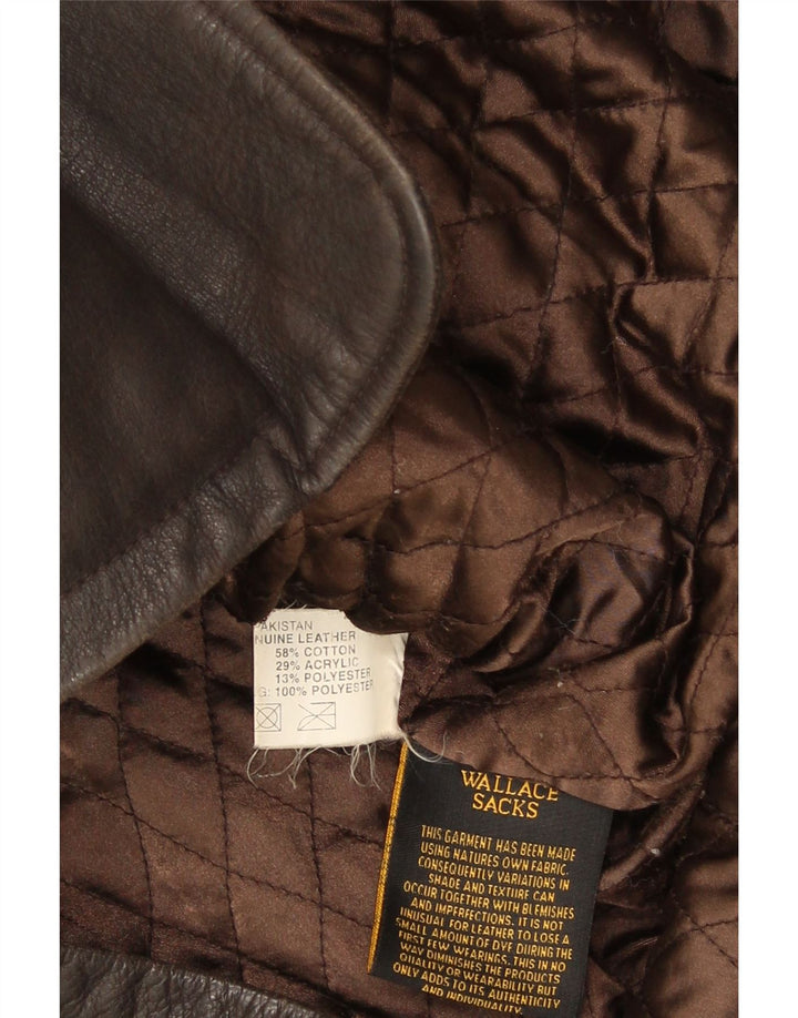 Wallace Sacks Mens Leather Jacket UK 40 Large Brown Leather