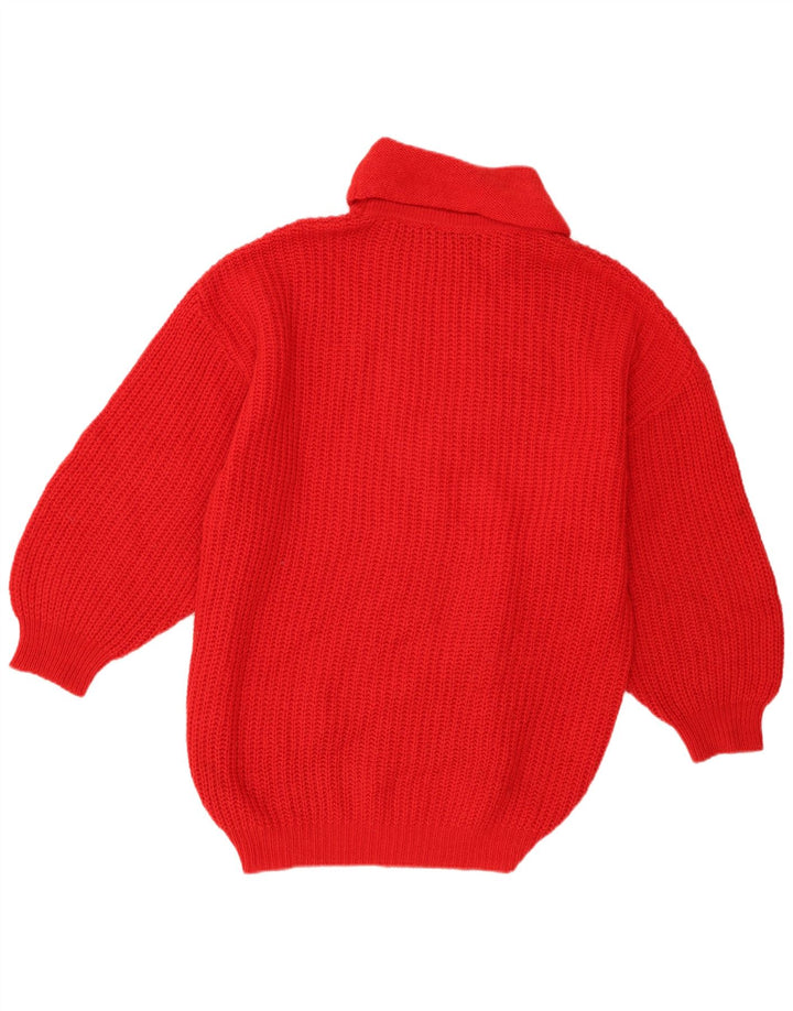 Stefanel Womens Roll Neck Jumper Sweater UK 18 XL Red Wool