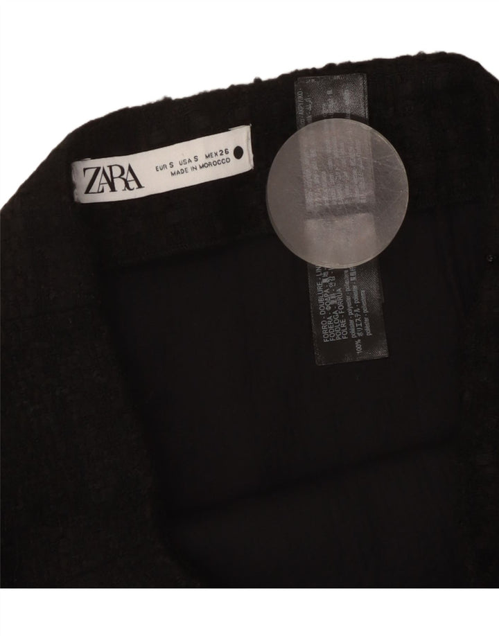 Zara Womens Mini Skirt Small W26  Black Check Acrylic