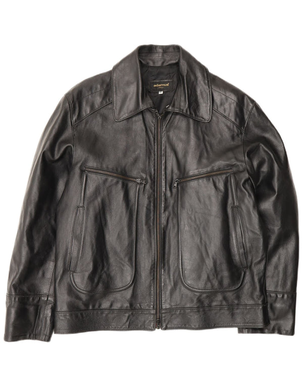 Vintage Womens Loose Fit Leather Jacket UK 18 XL Black Leather