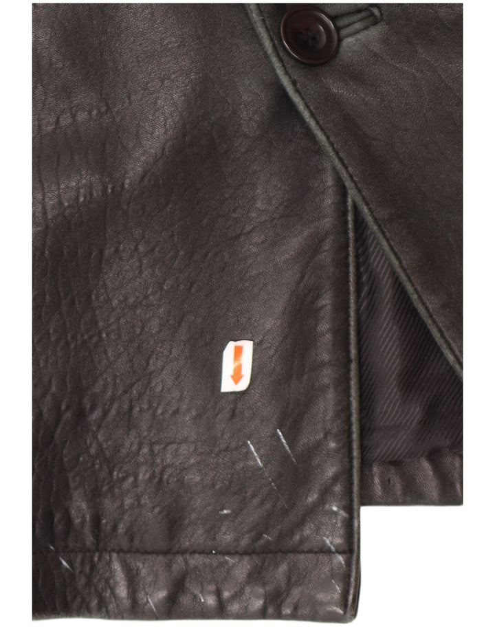 SUMMIT Mens Leather Coat UK 42 XL Black Leather