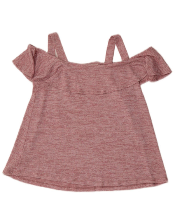 Gap Womens Petite Off Shoulder Top UK 6 XS Pink Flecked Polyester