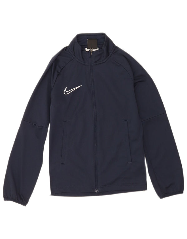 Nike Boys Dri Fit Tracksuit Top Jacket 8-9 Years Small Navy Blue Polyester