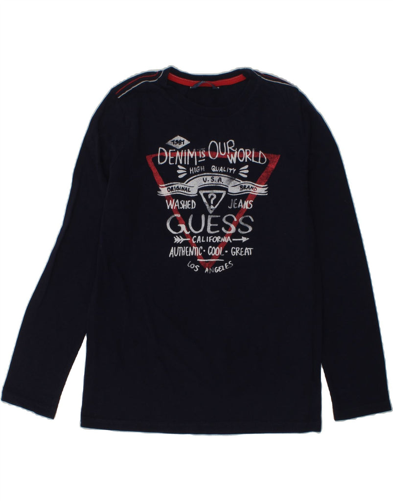 GUESS Boys Graphic Top Long Sleeve 7-8 Years Navy Blue Cotton | Vintage Guess | Thrift | Second-Hand Guess | Used Clothing | Messina Hembry 