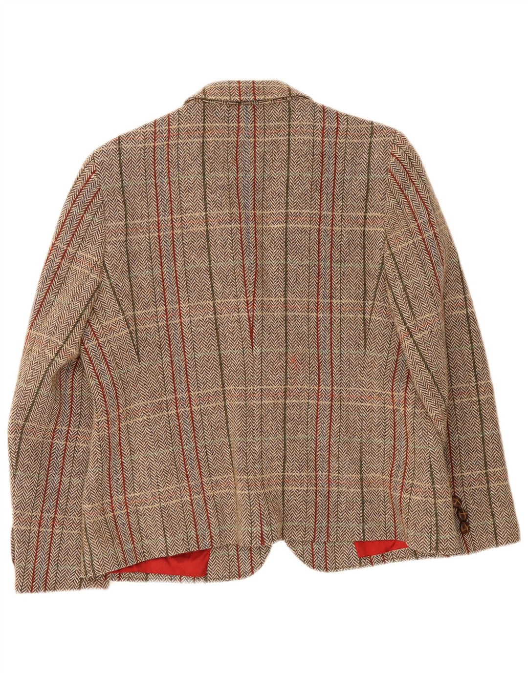 Basler Womens 1 Button Blazer Jacket UK 16 Large Beige Plaid Virgin Wool