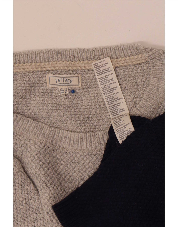 Fat Face Womens Boat Neck Jumper Sweater UK 12 Medium Grey Colourblock