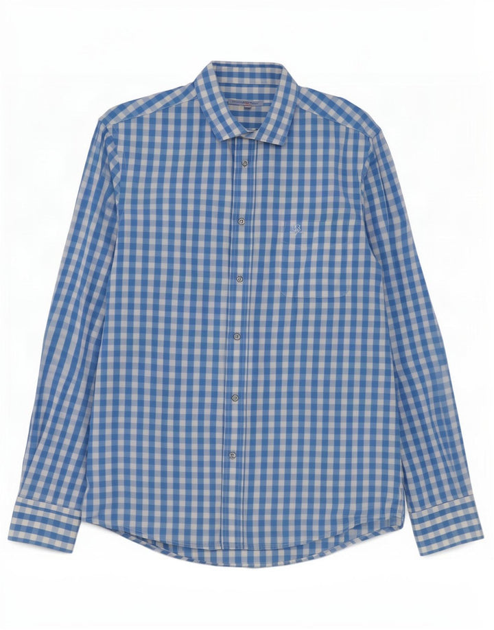 Harmont & Blaine Mens Shirt 2XL Blue Gingham Cotton