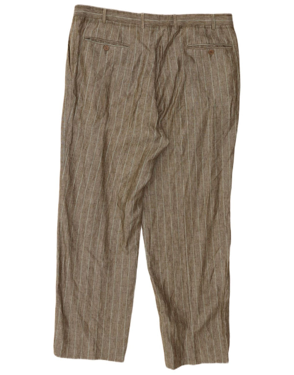 Canali Mens Straight Chino Trousers  W38 L30 Brown Striped