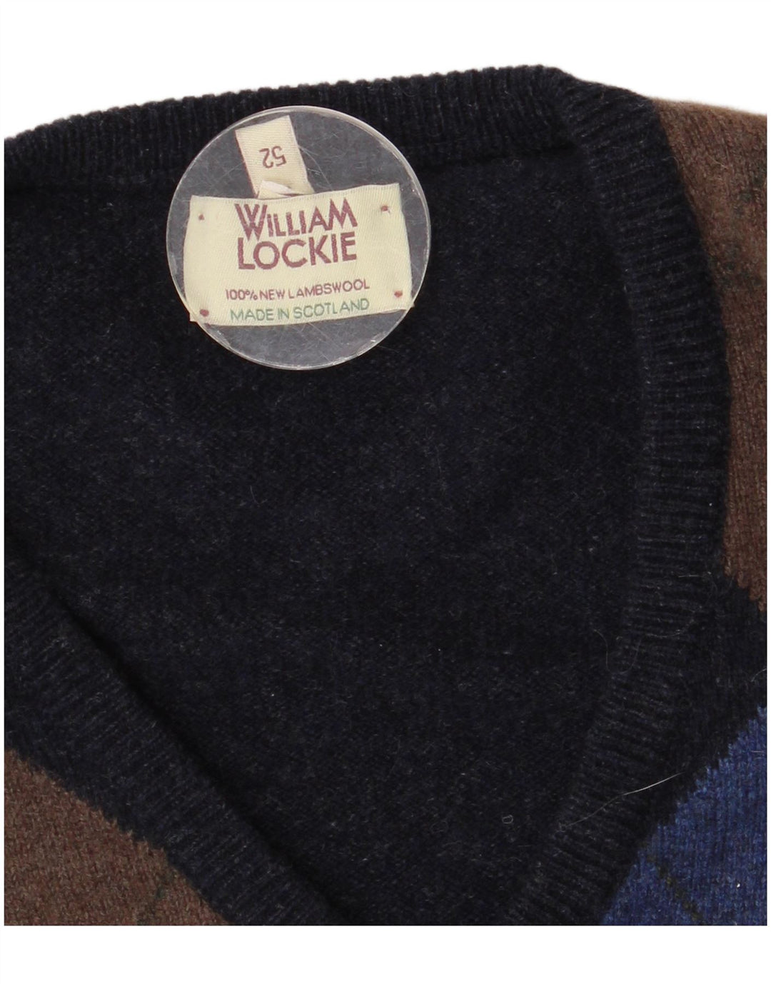 WILLIAM LOCKIE Mens Vest Tank Top IT 52 Large Navy Blue Lambswool