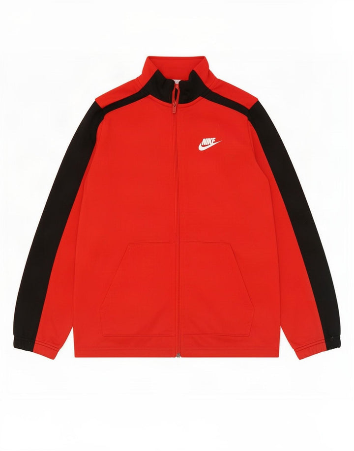 Nike Boys Graphic Tracksuit Top Jacket 10-11 Years Medium Red Colourblock