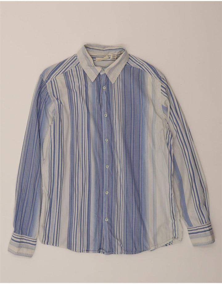 DKNY Mens Shirt Large Blue Striped Cotton Classic Vintage Dkny and Second-Hand Dkny from Messina Hembry 