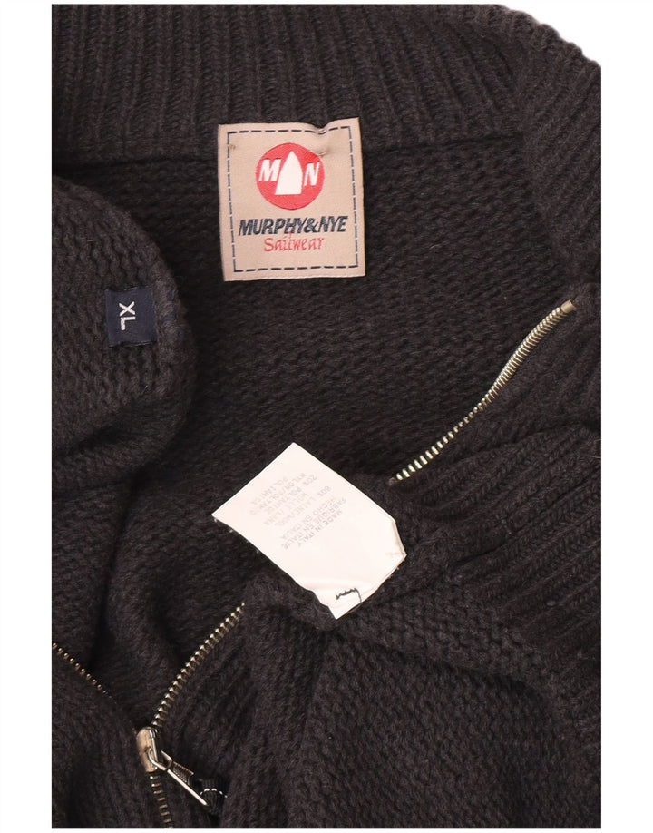 Murphy & Nye Mens Cardigan Sweater XL Grey Wool