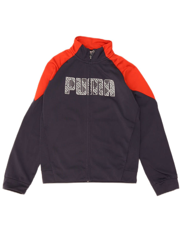 Puma Boys Graphic Tracksuit Top Jacket 9-10 Years Navy Blue Colourblock