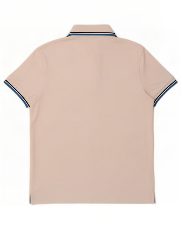 Diadora Mens Polo Shirt Large White Striped Cotton