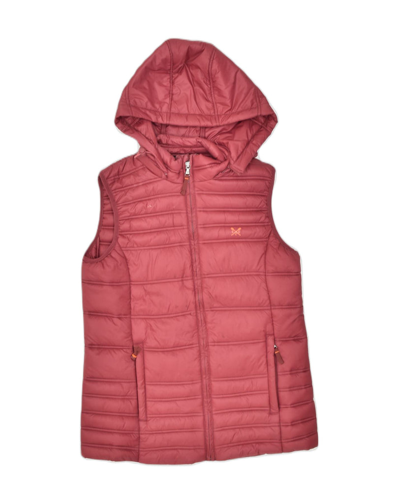 CREW CLOTHING Womens Hooded Padded Gilet UK 10 Small Red Polyester | Vintage | Thrift | Second-Hand | Used Clothing | Messina Hembry 