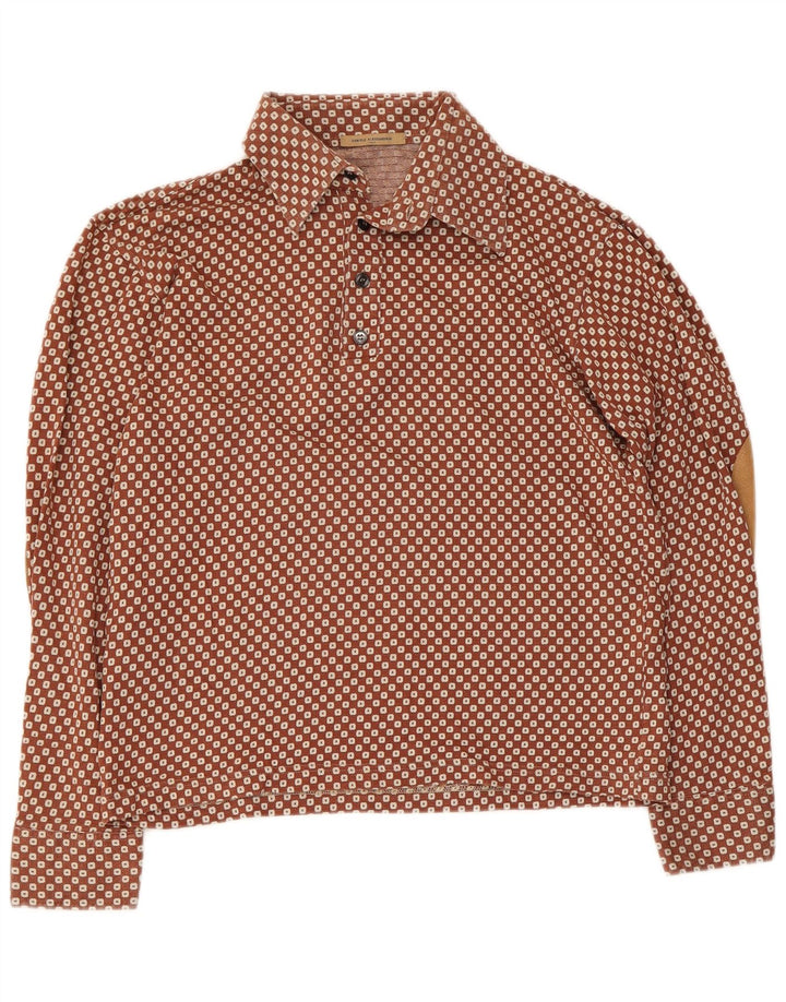 Daniele Alessandrini Womens Pullover Shirt UK 16 Large Brown Geometric