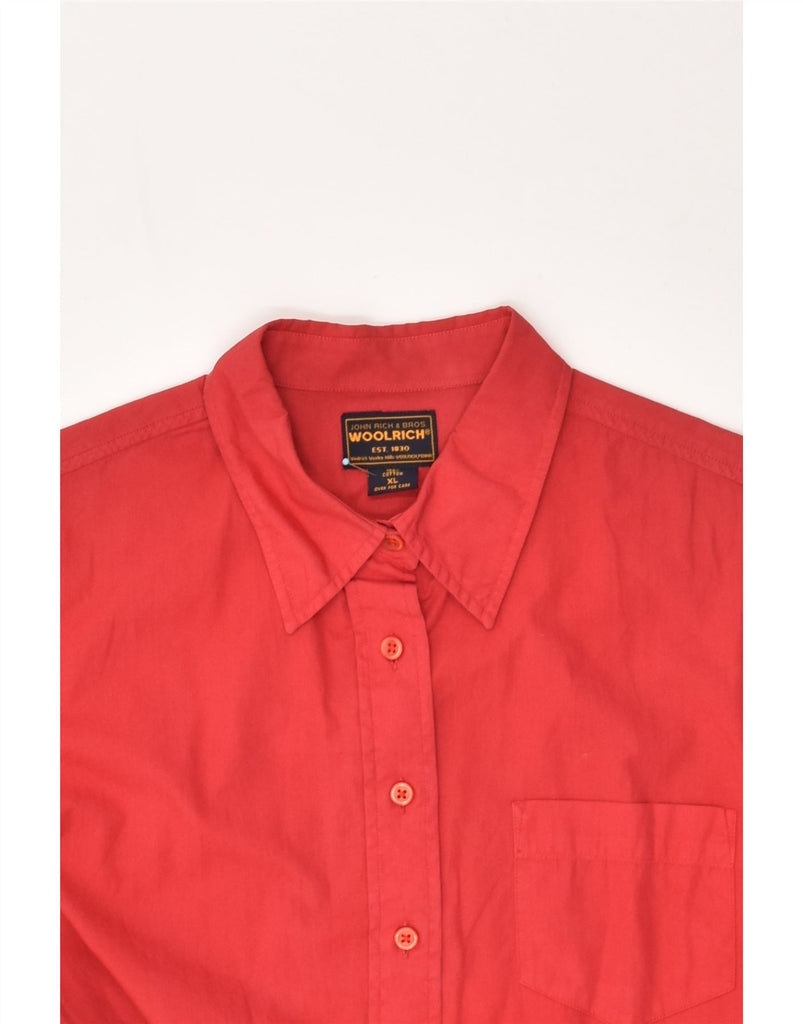 WOOLRICH Womens 3/4 Sleeve Shirt UK 18 XL Red Cotton | Vintage Woolrich | Thrift | Second-Hand Woolrich | Used Clothing | Messina Hembry 