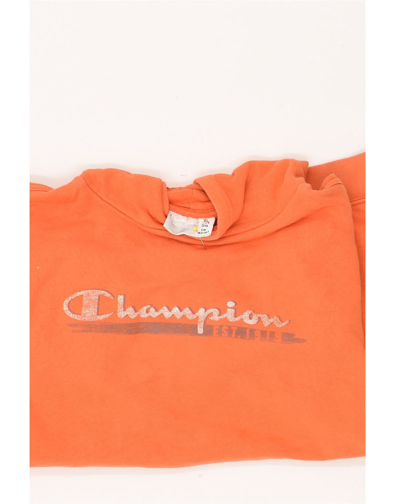 CHAMPION Boys Graphic Hoodie Jumper 13-14 Years XL Orange Cotton | Vintage Champion | Thrift | Second-Hand Champion | Used Clothing | Messina Hembry 