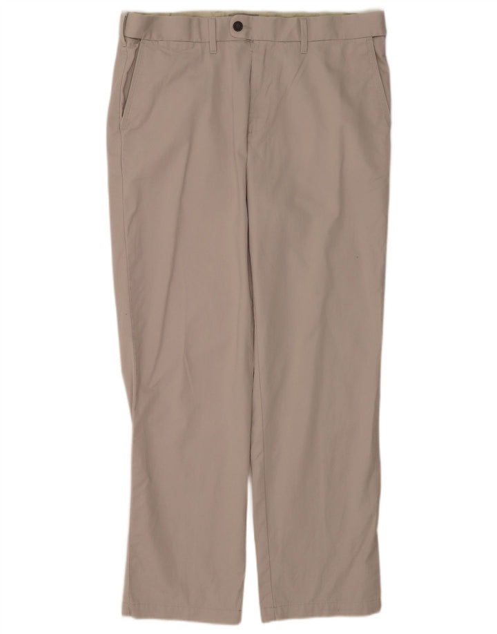 Marks & Spencer Mens Straight Suit Trousers W36 L31 Beige Cotton