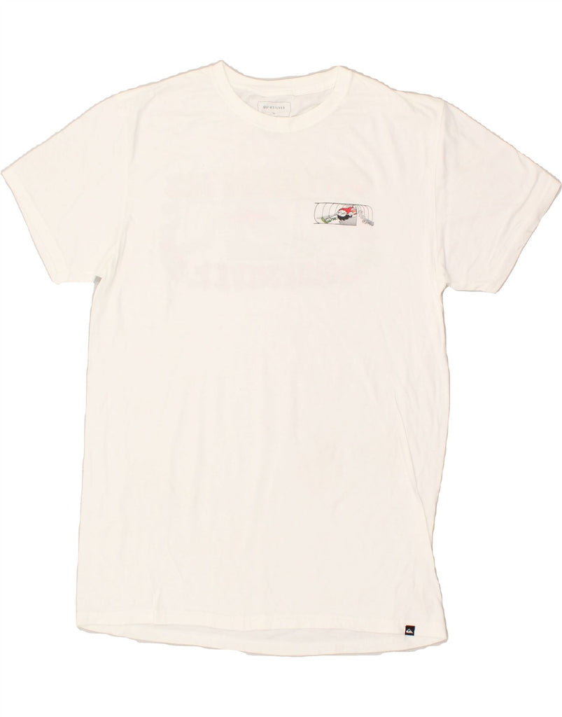 QUIKSILVER Mens Regular Fit Graphic T-Shirt Top Medium White Cotton | Vintage Quiksilver | Thrift | Second-Hand Quiksilver | Used Clothing | Messina Hembry 