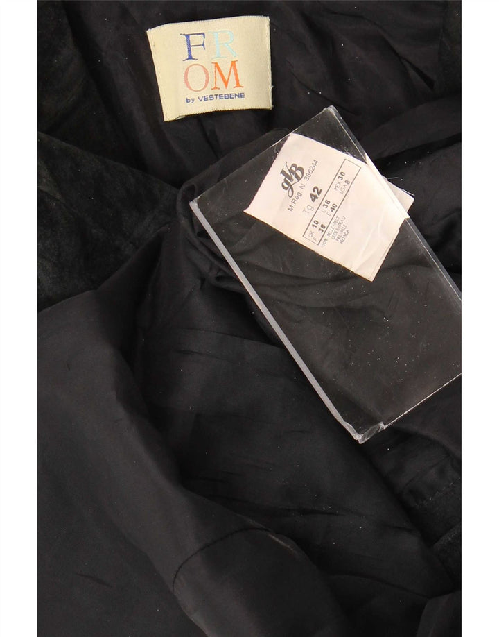 Vintage Womens 2 Button Suede Blazer Jacket UK 10 Small Black Leather