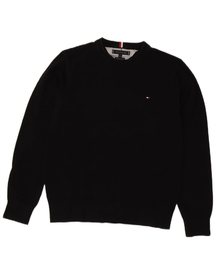 TOMMY HILFIGER Mens Sweatshirt Jumper Large Black Cotton