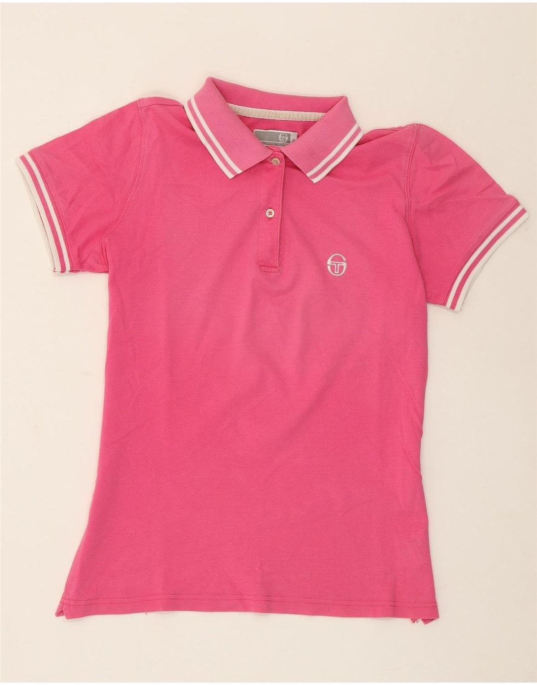 Sergio Tacchini Womens Polo Shirt UK 12 Medium Pink Cotton