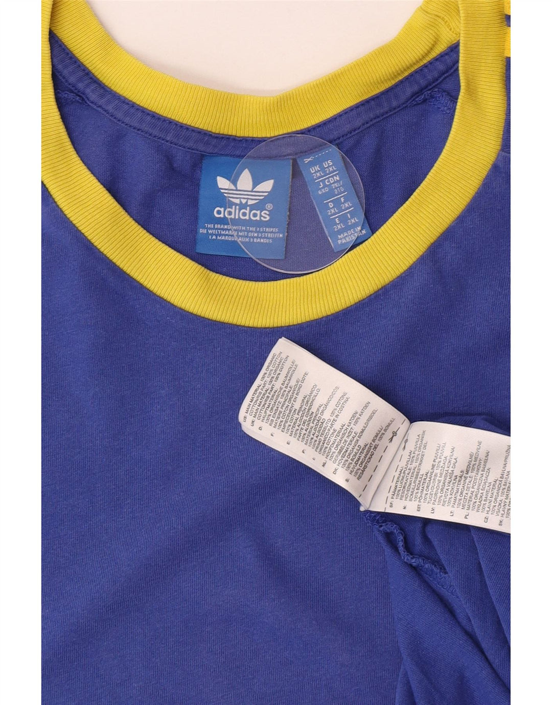 Adidas Mens T-Shirt Top 2XL Blue Cotton
