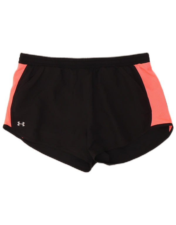 Under Armour Womens Heat Gear Sport Shorts UK 16 Large Black Colourblock