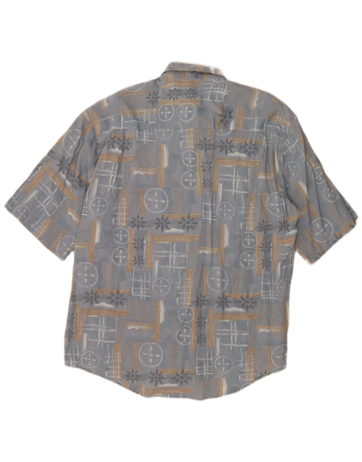 Henry Morell Mens Short Sleeve Shirt XL Grey Geometric