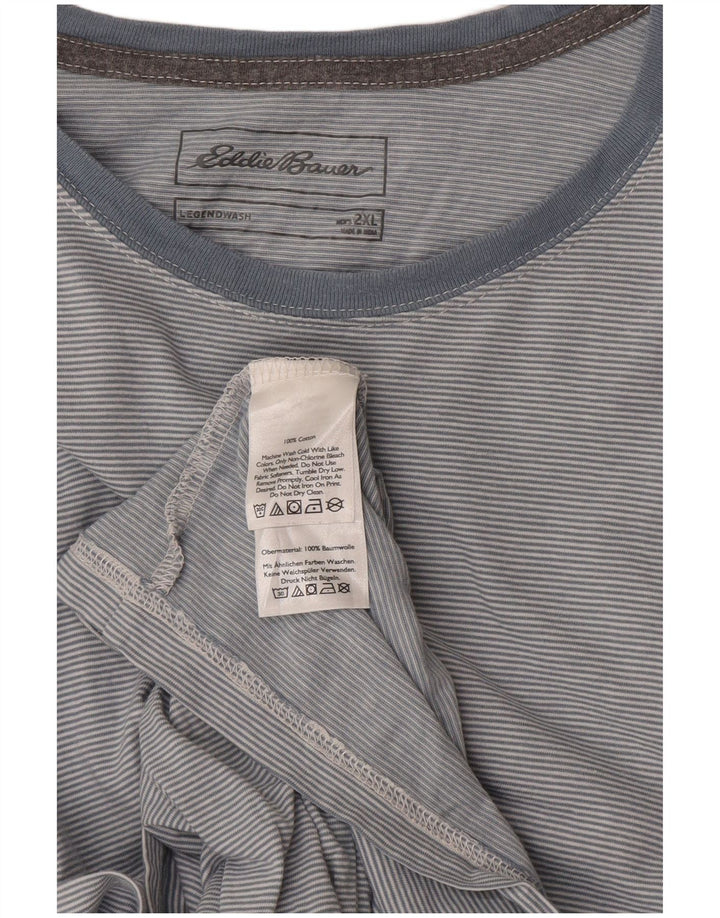 Eddie Bauer Mens T-Shirt Top 2XL Grey Pinstripe Cotton