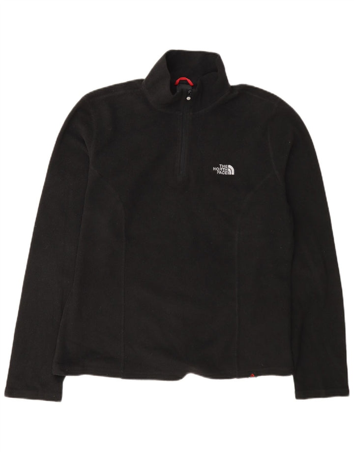 The North Face Womens Zip Neck Fleece Jumper UK 14 Medium Black Polyester