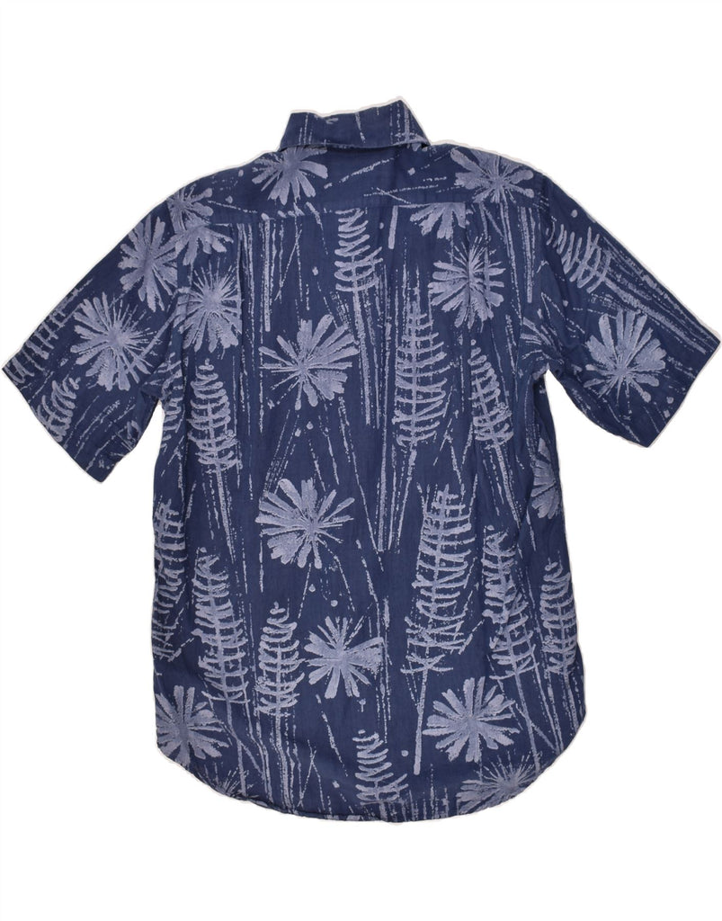 CERRUTI Mens Short Sleeve Abstract Pattern Shirt Medium Navy Blue Floral | Vintage Cerruti | Thrift | Second-Hand Cerruti | Used Clothing | Messina Hembry 