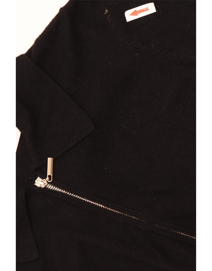 Zara Womens Full Zip Cardigan Sweater UK 8 Small Black Viscose