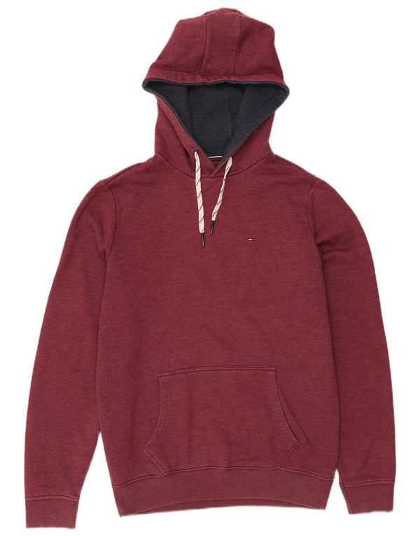 Tommy Hilfiger Mens Hoodie Jumper Medium Burgundy Cotton